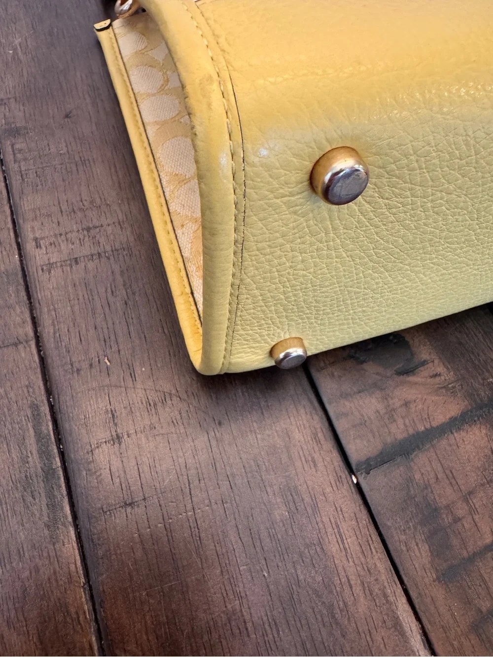 Coach Dempsey Tote 22” Signature C Jacquard Yellow Double Handle Shoulder Purse - Picture 7 of 15